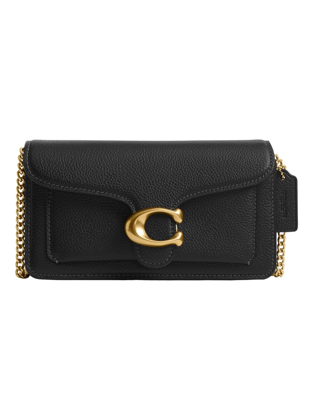 New Coach Black Leather Tabby Chain Crossbody Bag 19 with Gold Hardware